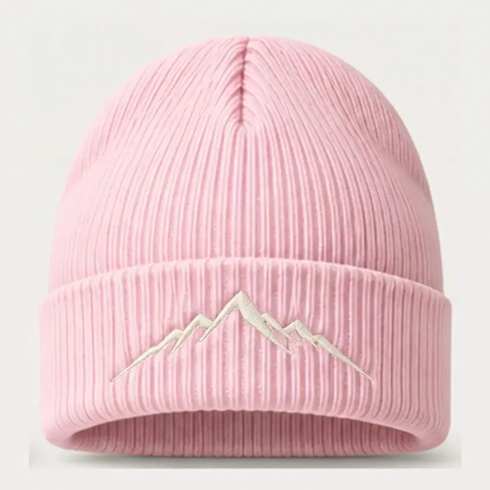 Alpine beanie in Blush Pink on a white background