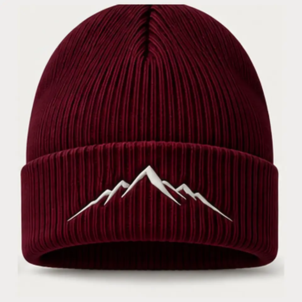 Alpine beanie in Bordeaux on a white background