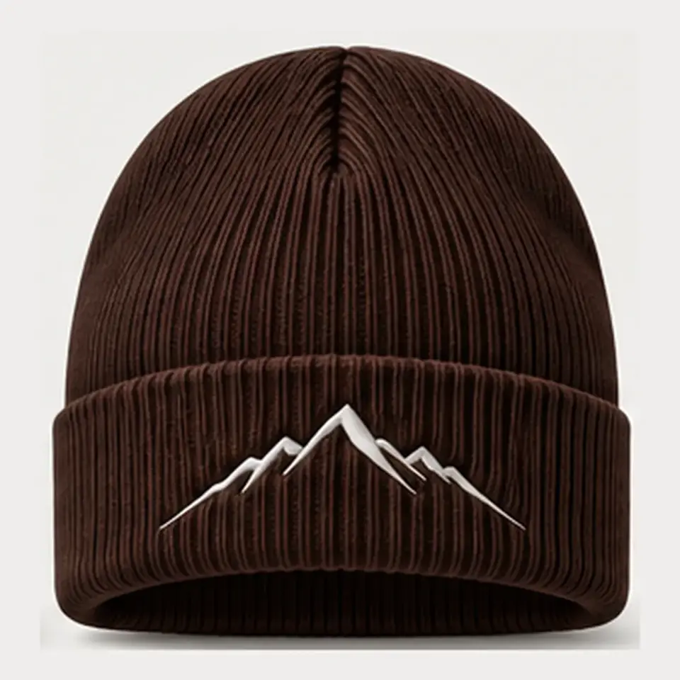 Alpine beanie in Chocolate on a white background