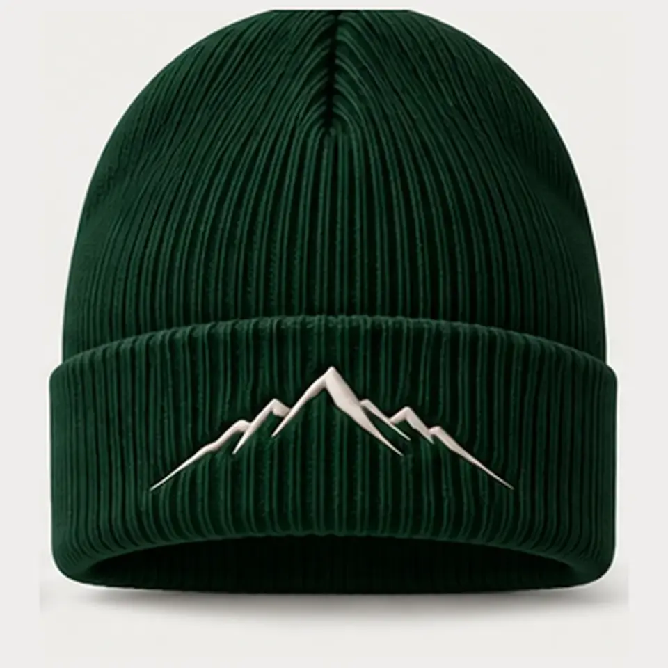 Alpine beanie in Forest on a white background