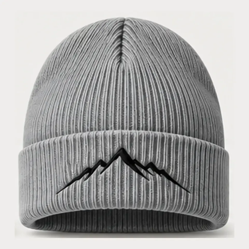 Alpine beanie in Heather Grey on a white background