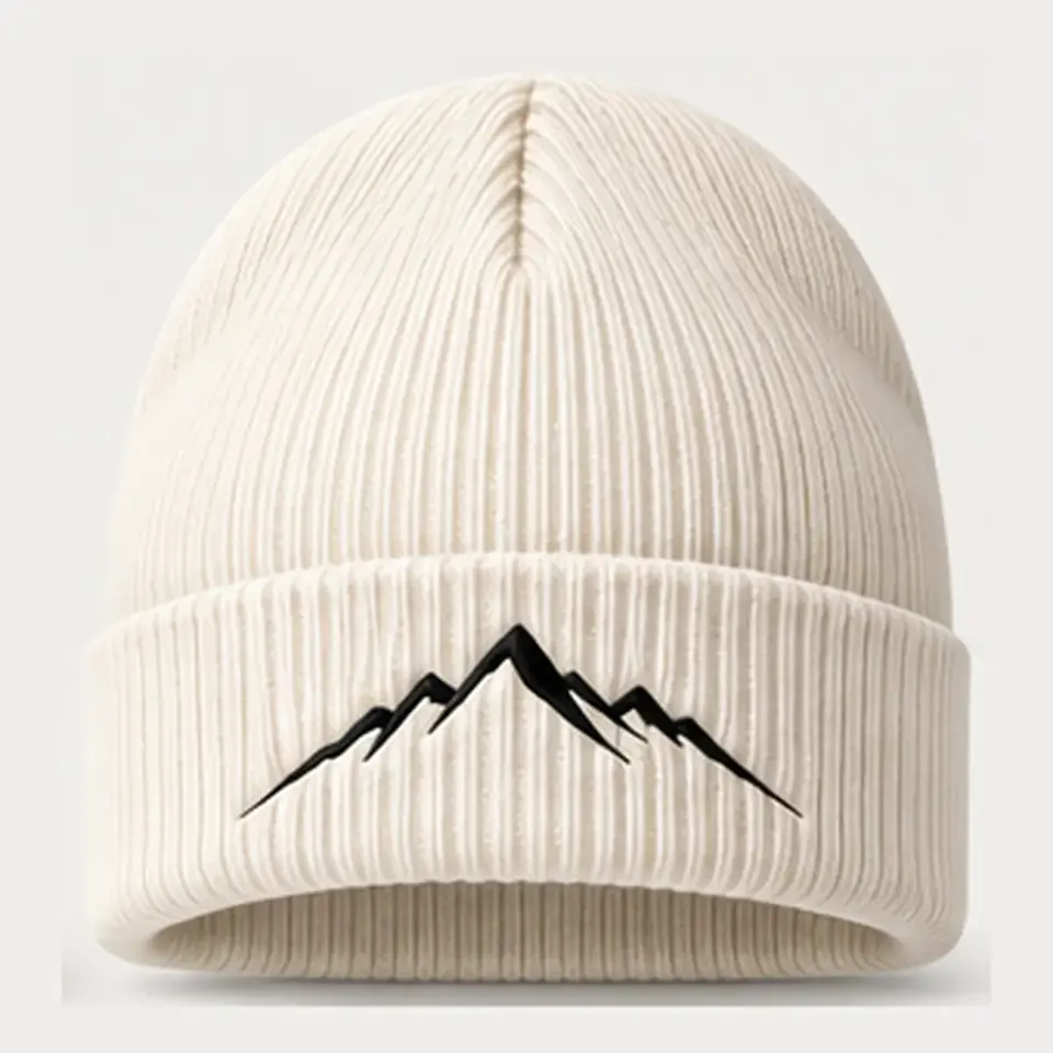Alpine beanie in Ivory on a white background