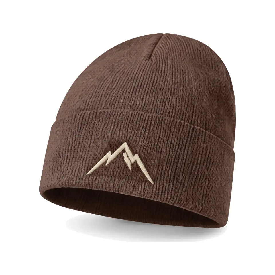Col Rib beanie in Mocha on a white background