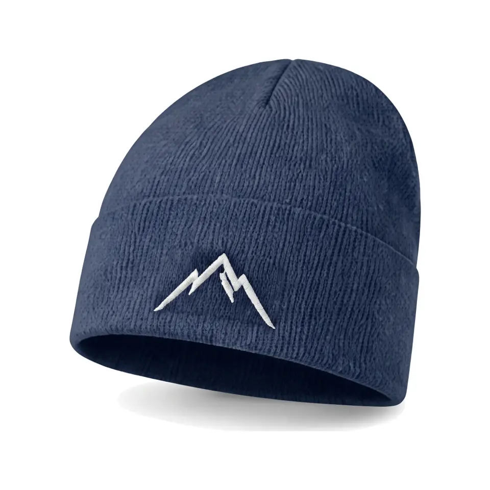 Col Rib beanie in Denim on a white background