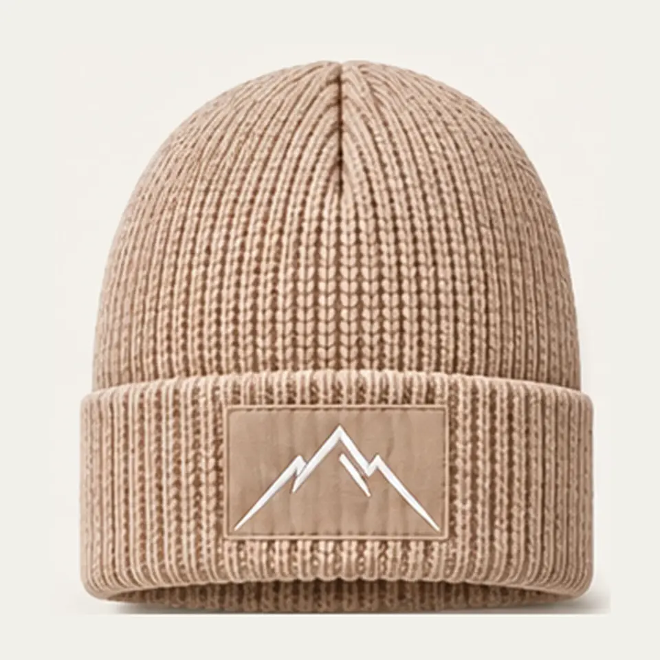 Atelier beanie in Beige on a white background