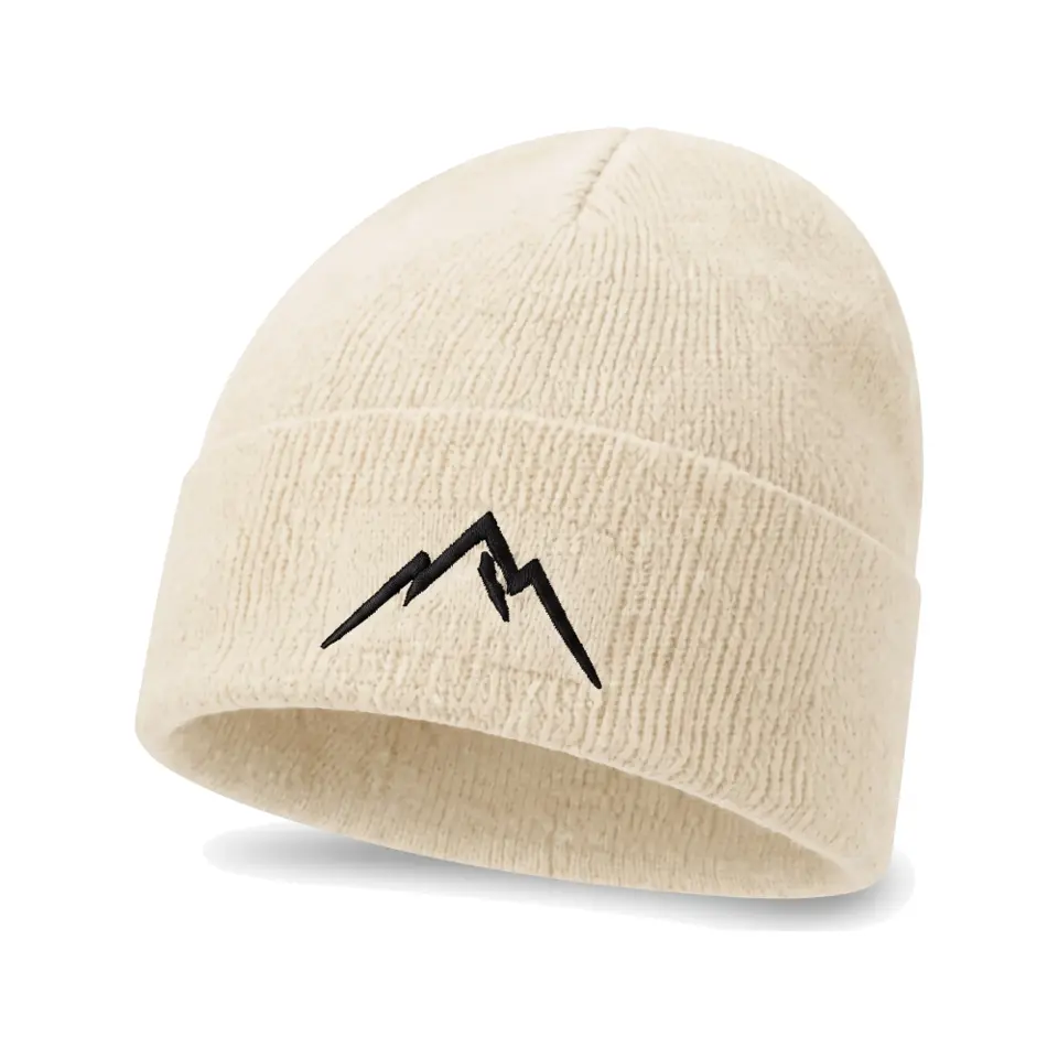 Col Rib beanie in Cream on a white background