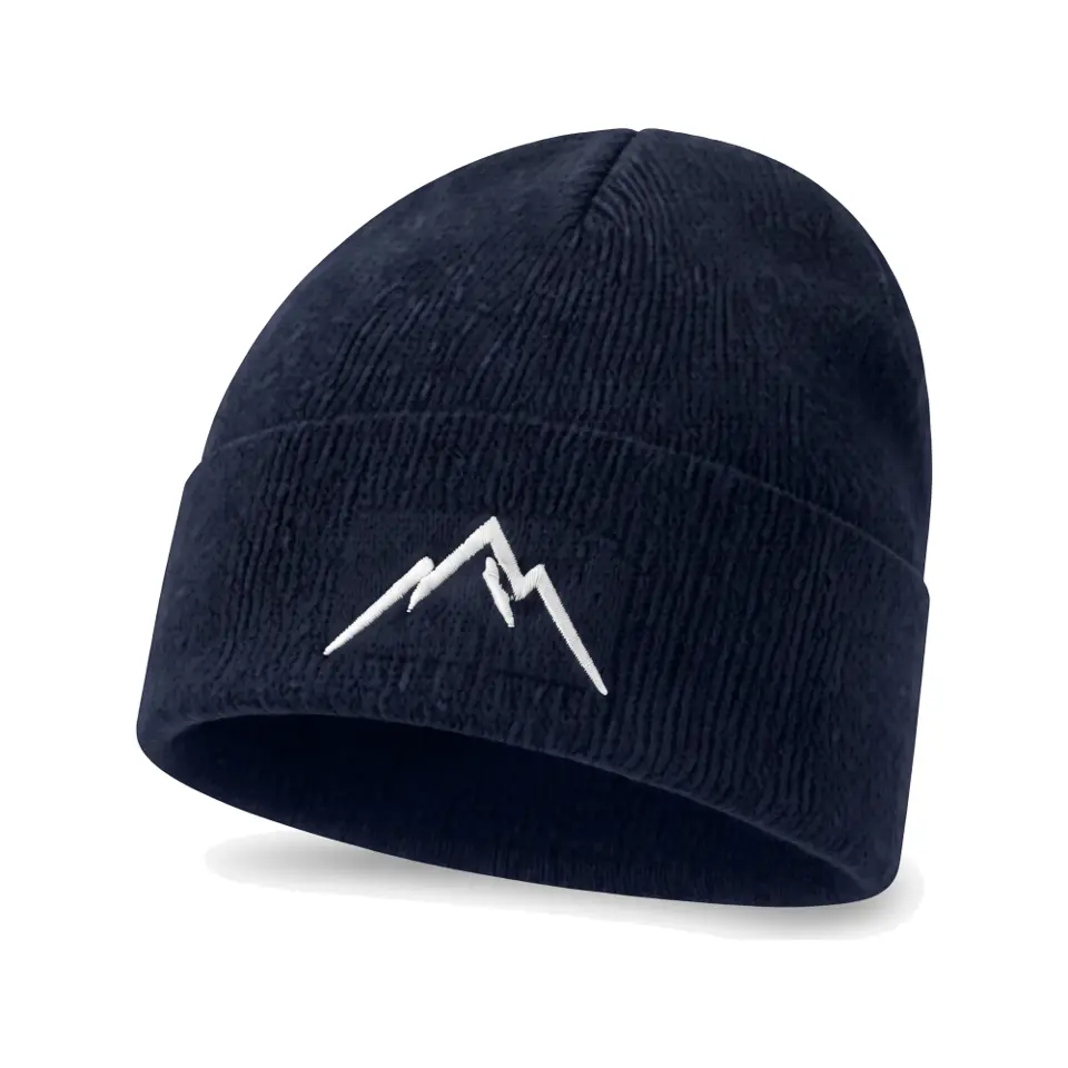 Col Rib beanie in Navy on a white background