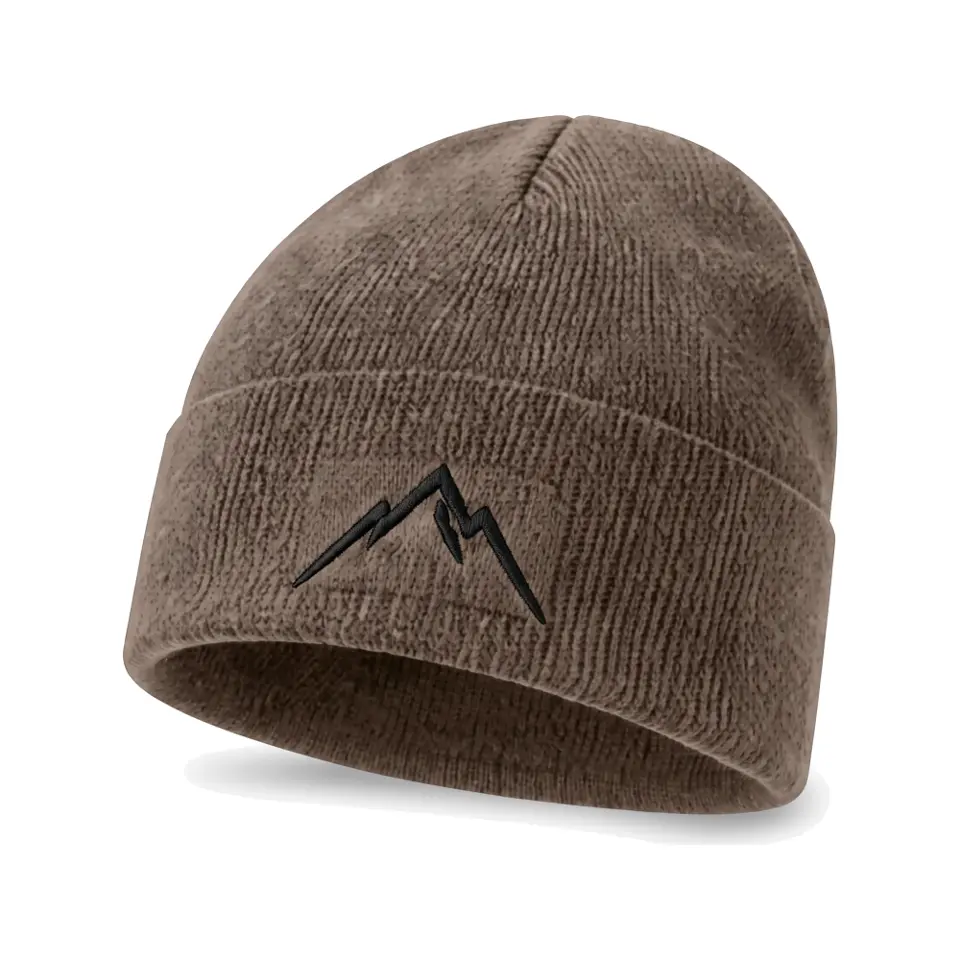Col Rib beanie in Taupe on a white background