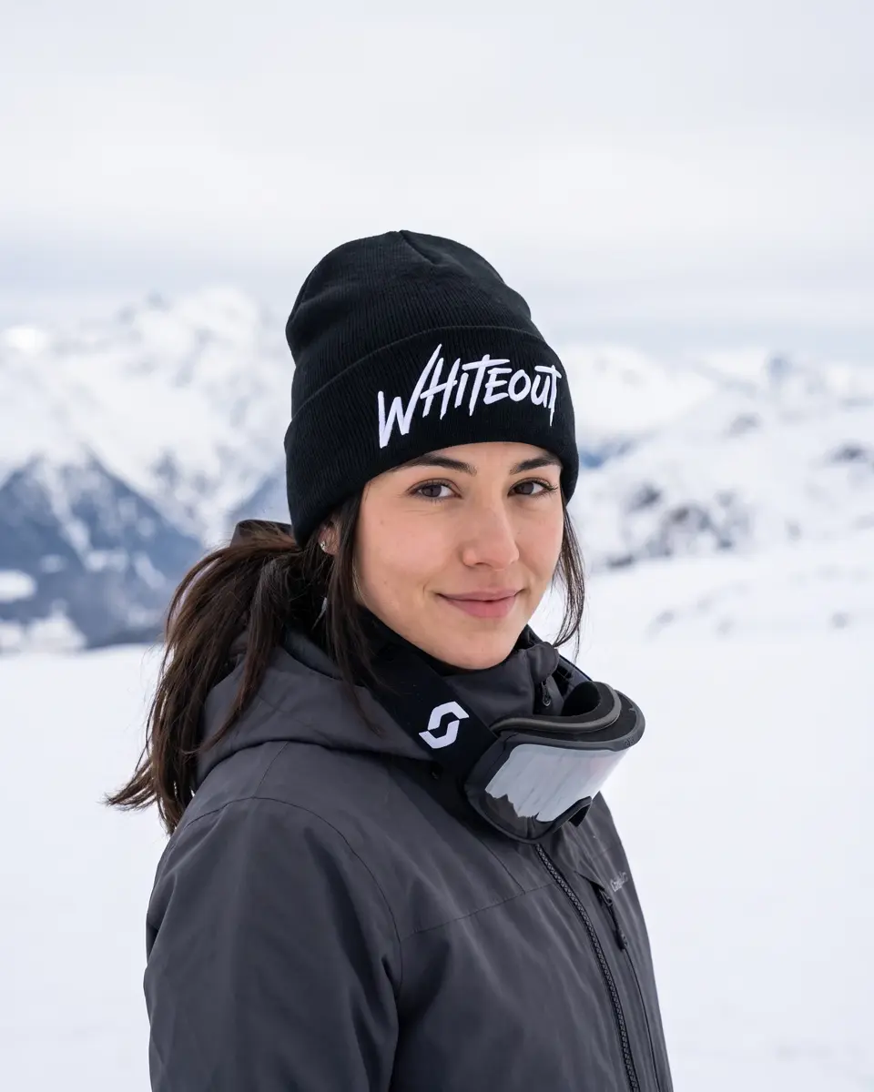 Snowboarder wearing the Chalet beanie in Black