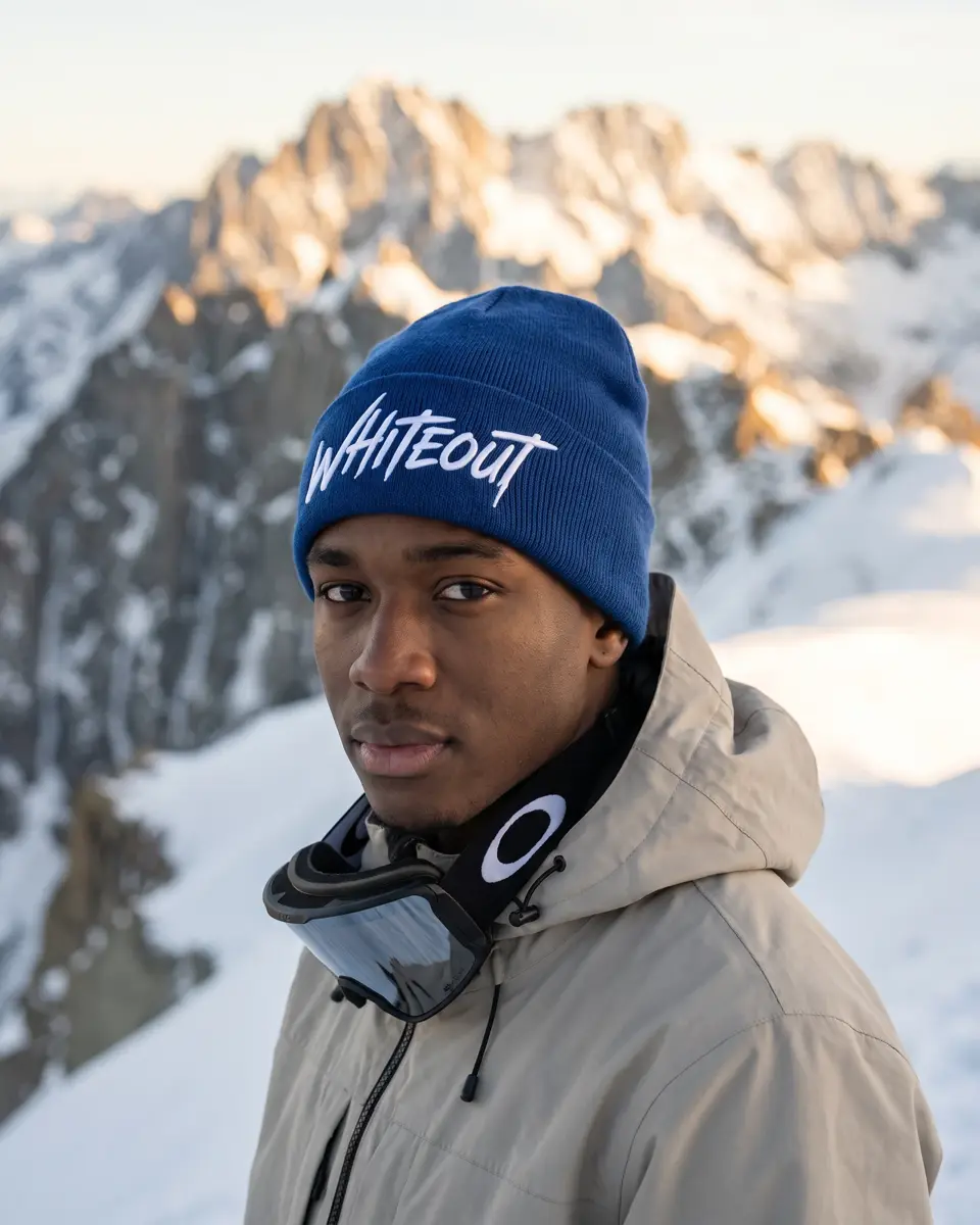 Snowboarder wearing the Chalet beanie in Royal Blue