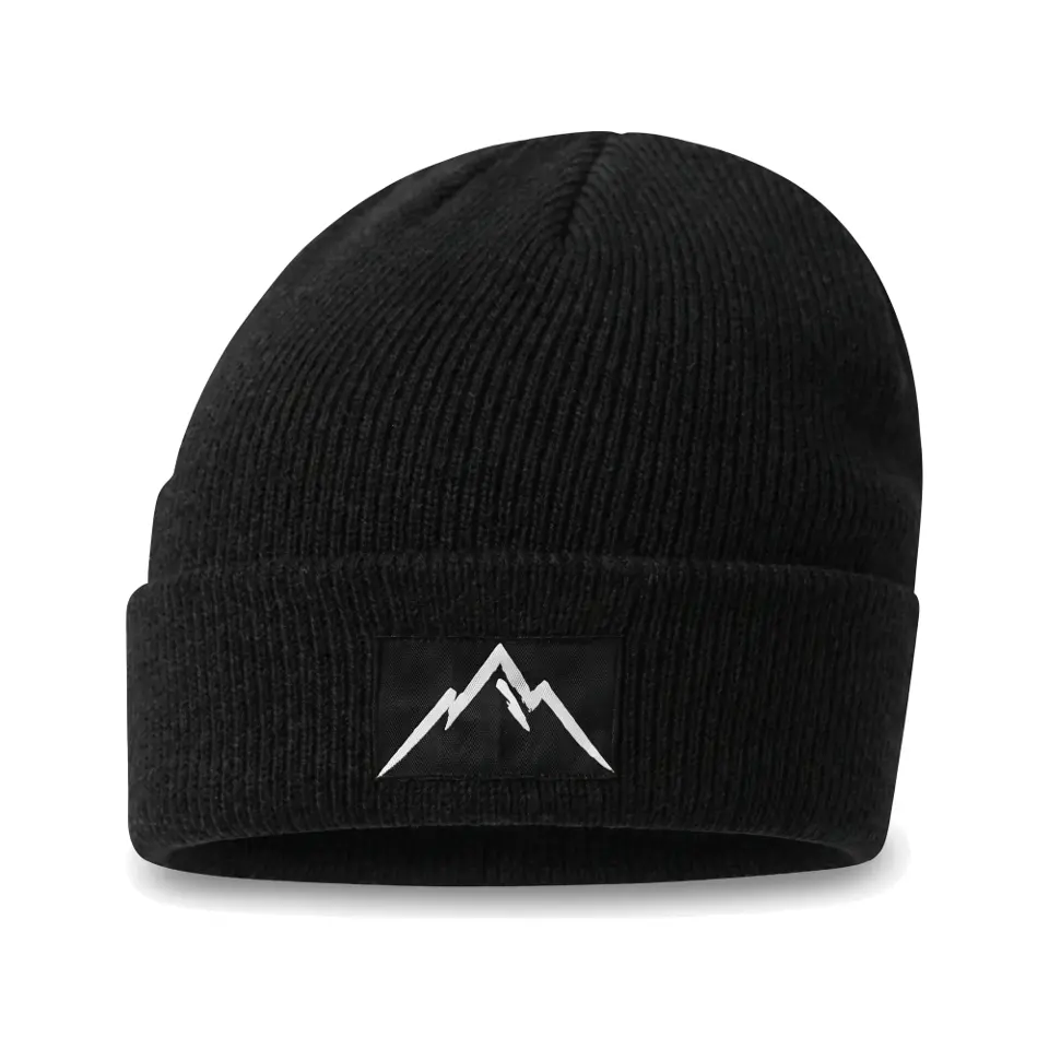 Crest beanie in Black on a white background