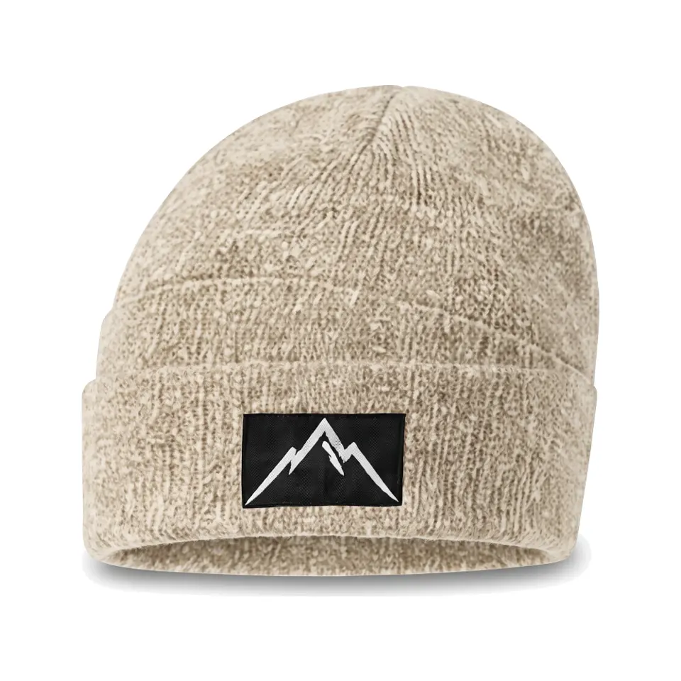 Crest beanie in Cream on a white background