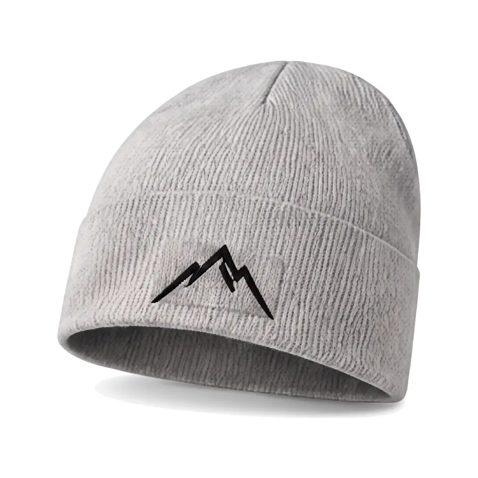 Col Rib beanie in Light Grey on a white background