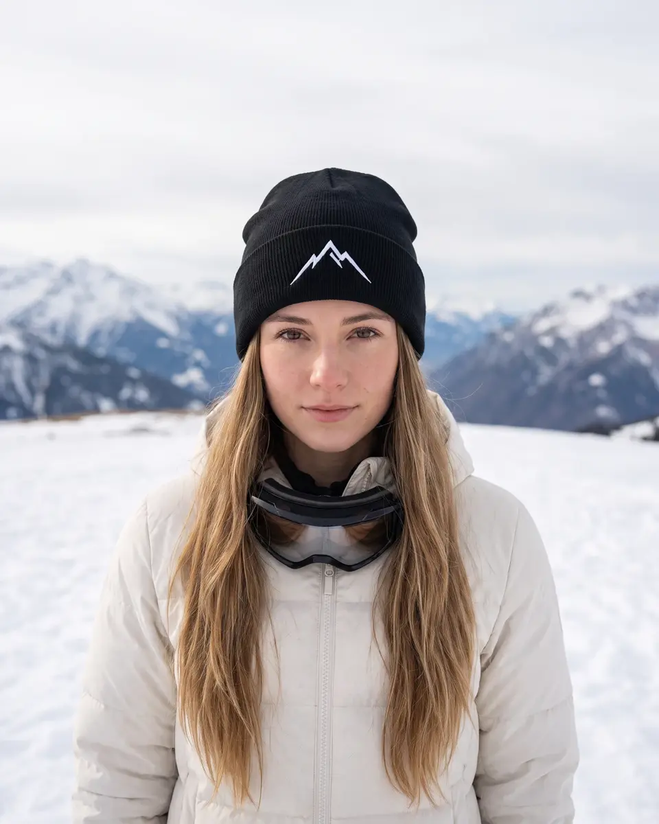 Snowboarder wearing the Lauber beanie in Black