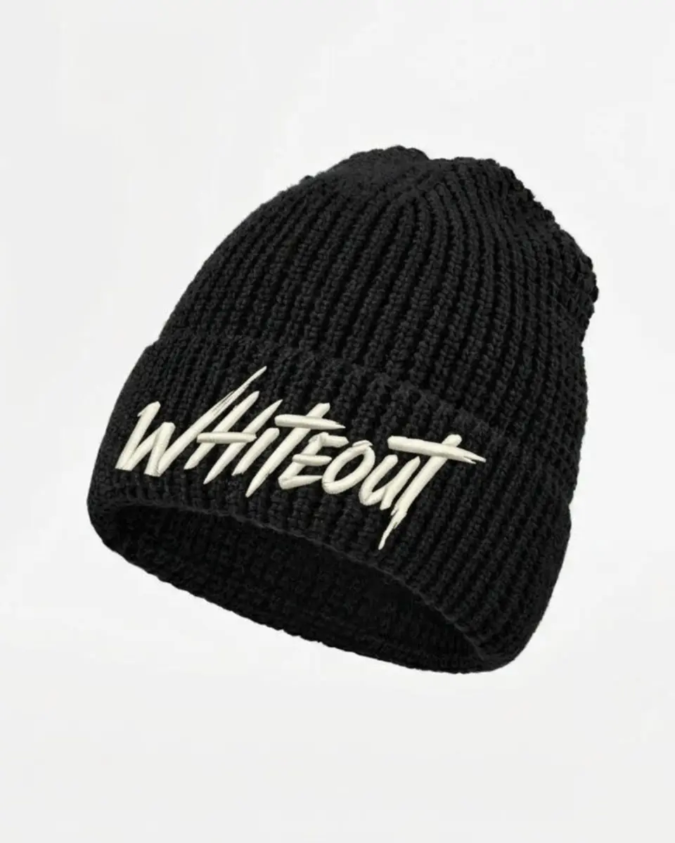 Waffle beanie in Black on a white background