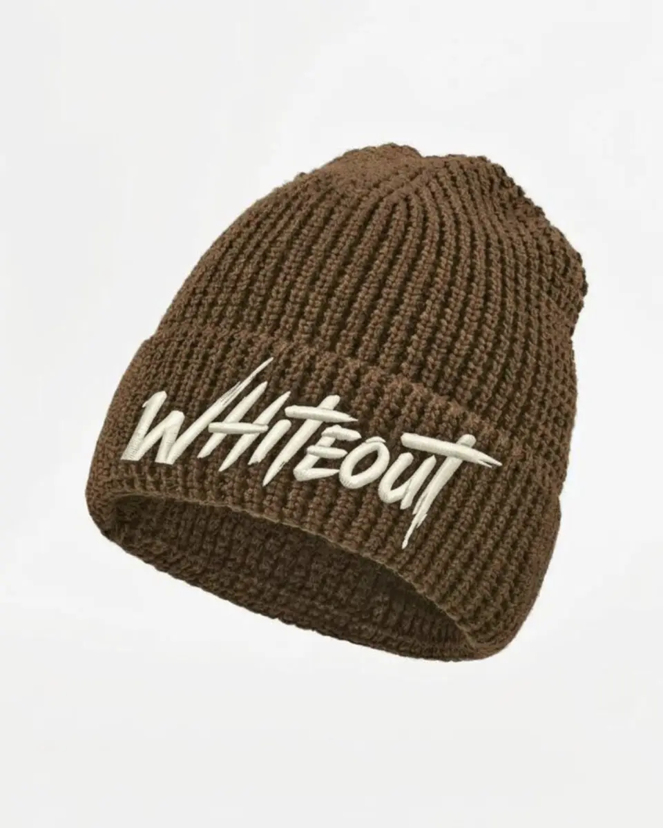 Waffle beanie in Brown on a white background