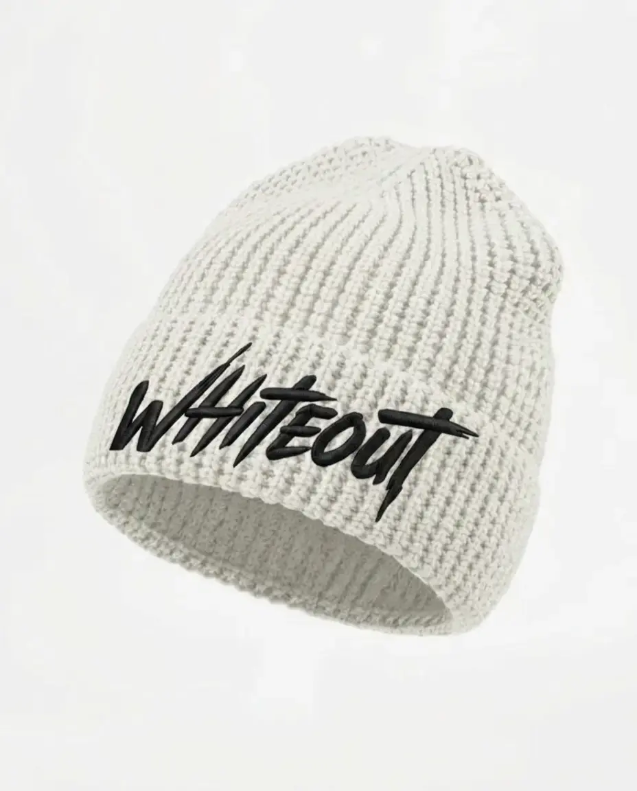Waffle beanie in White on a white background