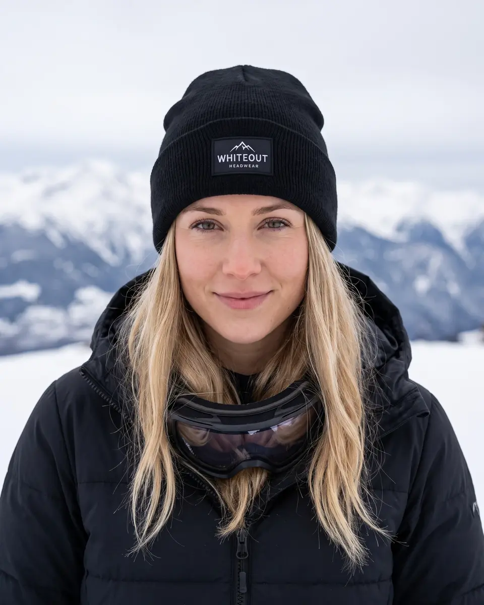 Snowboarder wearing the Zermatt beanie in Black