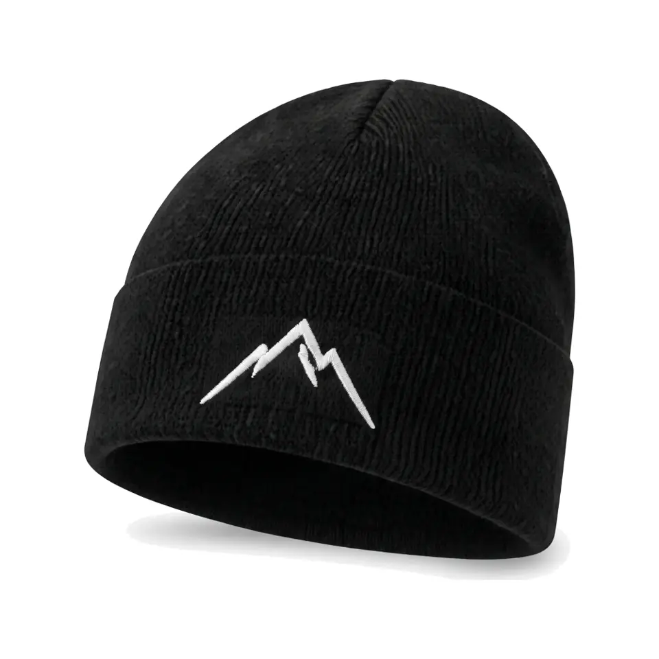 Col Rib beanie in Black on a white background