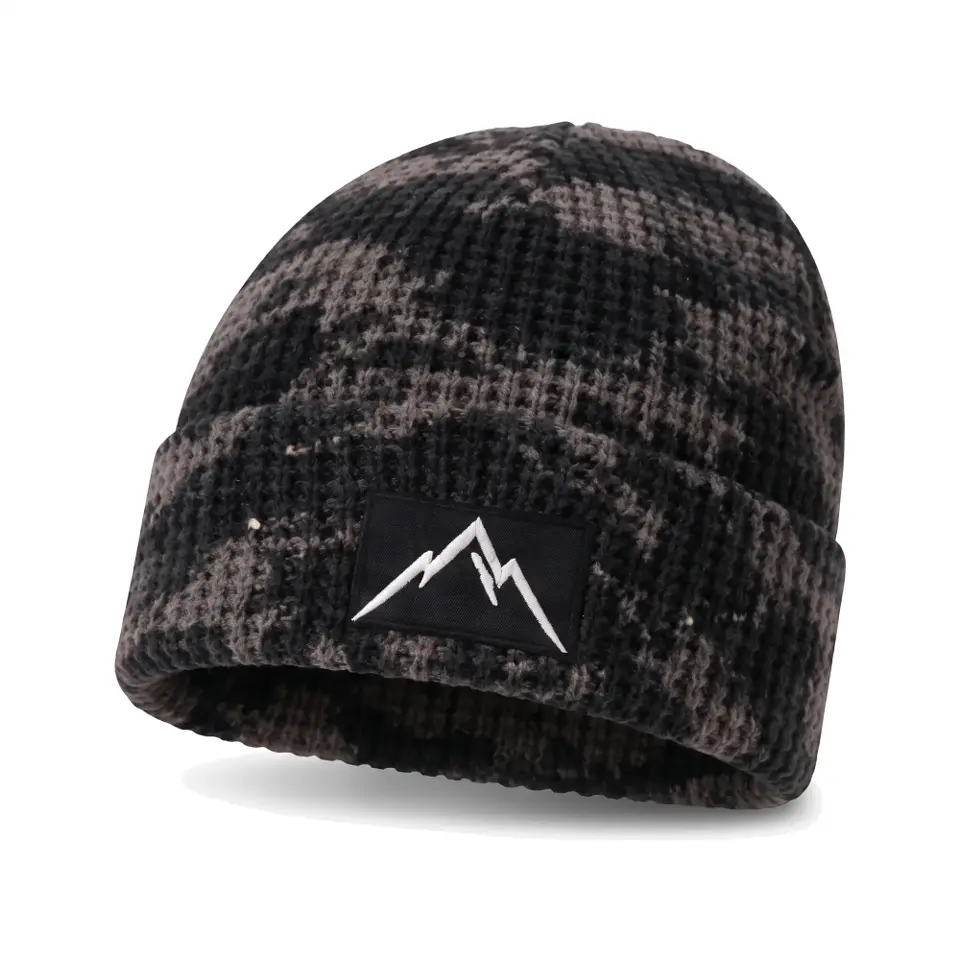 Refuge beanie in Grey Camo on a white background