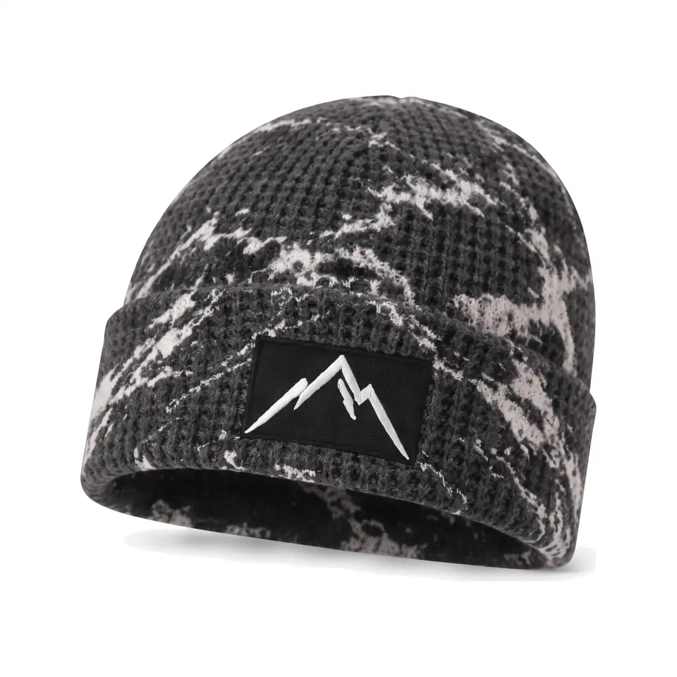 Refuge beanie in Grey Bold Marble on a white background