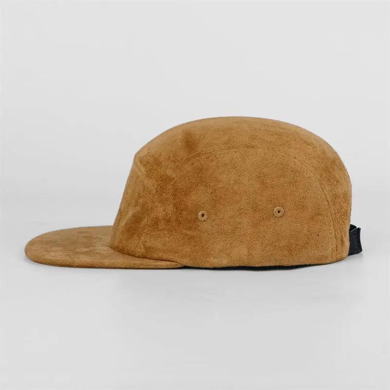 Suede Camper Cap worn by a model