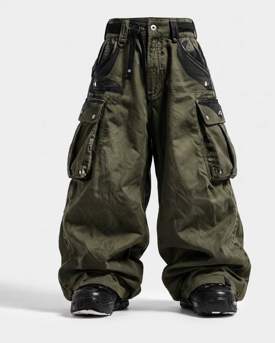 Alpine snow pants in Olive, front view concept render