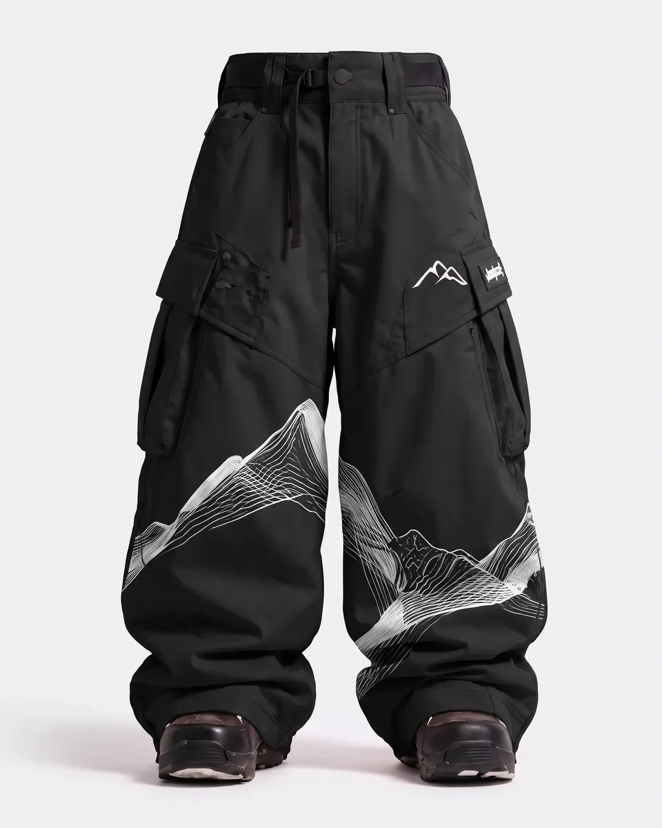 Alpine Onix snow pants in Black / Line Art, front view concept render
