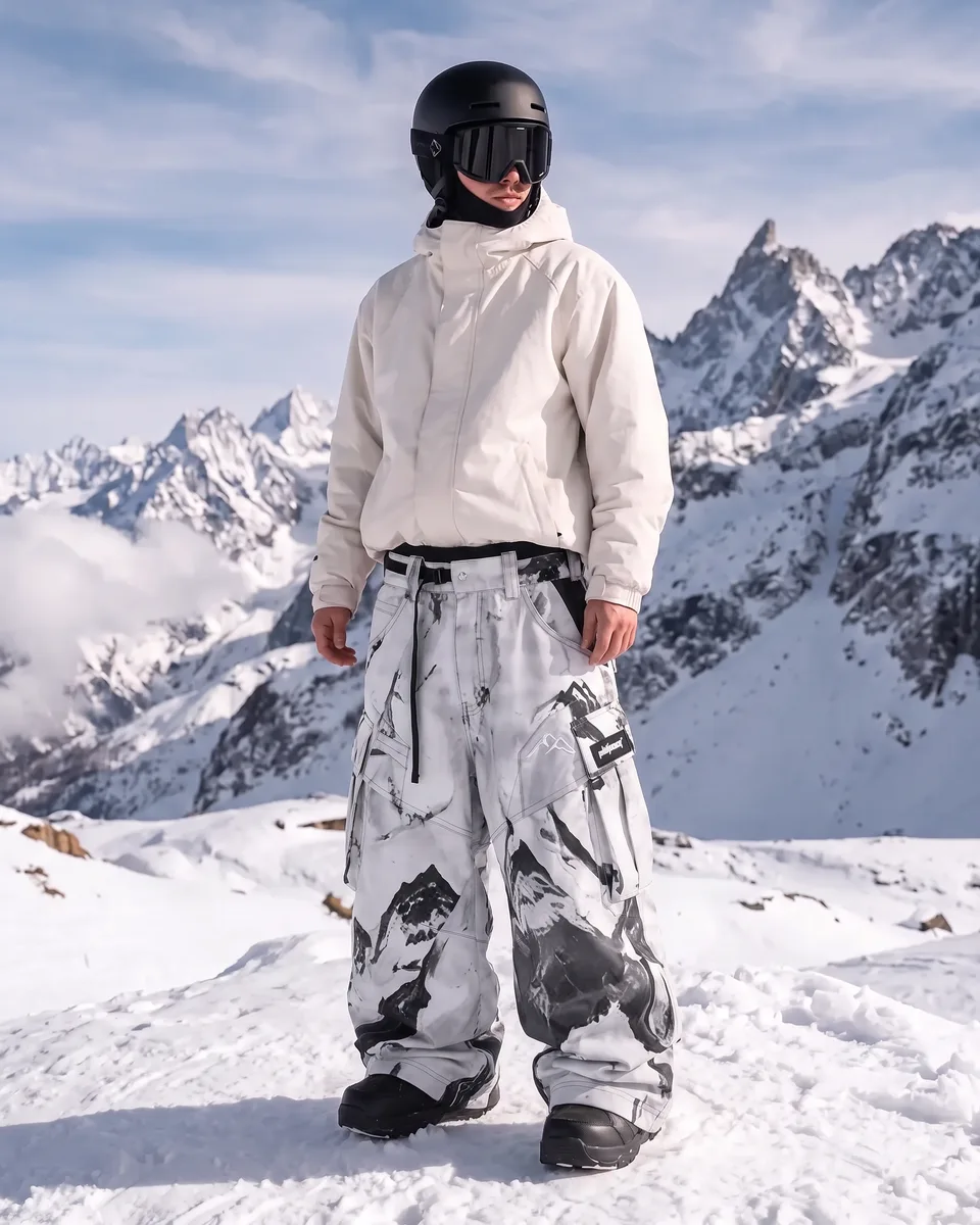 Alpine Storm White / Mountain Print: on the mountain in alpine storm, concept render