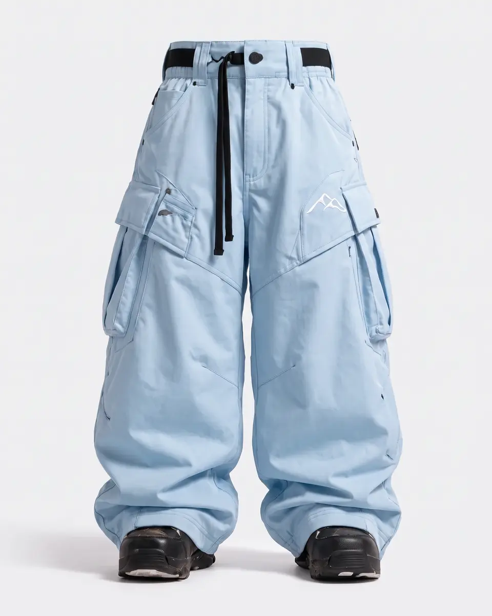 Basic Baby Blue snow pants in Baby Blue, front view concept render