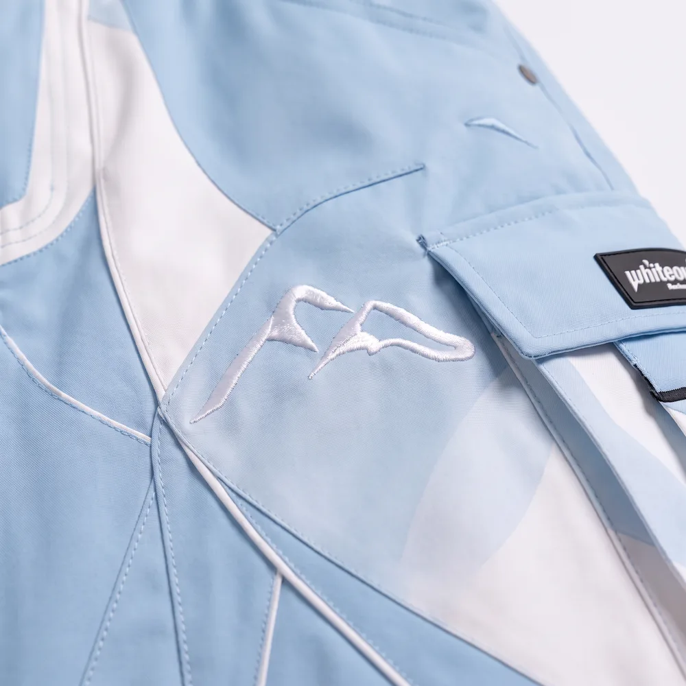Baby Blue Orbit Ice Blue / White: logo and embroidery close-up, concept render