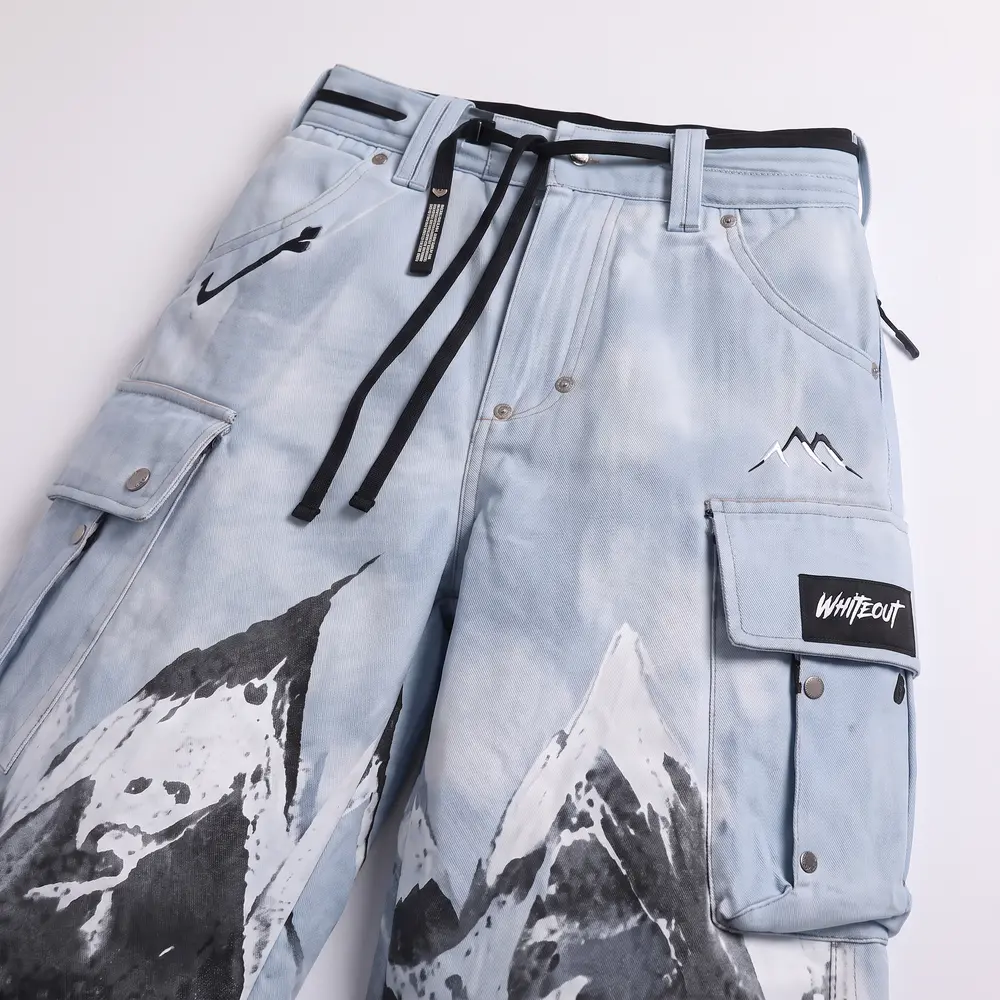 Baby Blue Summit Ice Grey / Mountain Print: fabric and construction close-up, concept render
