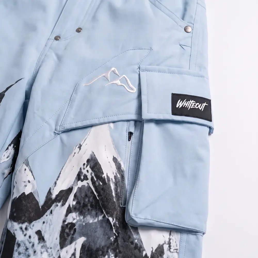 Baby Blue Summit Ice Grey / Mountain Print: logo and embroidery close-up, concept render
