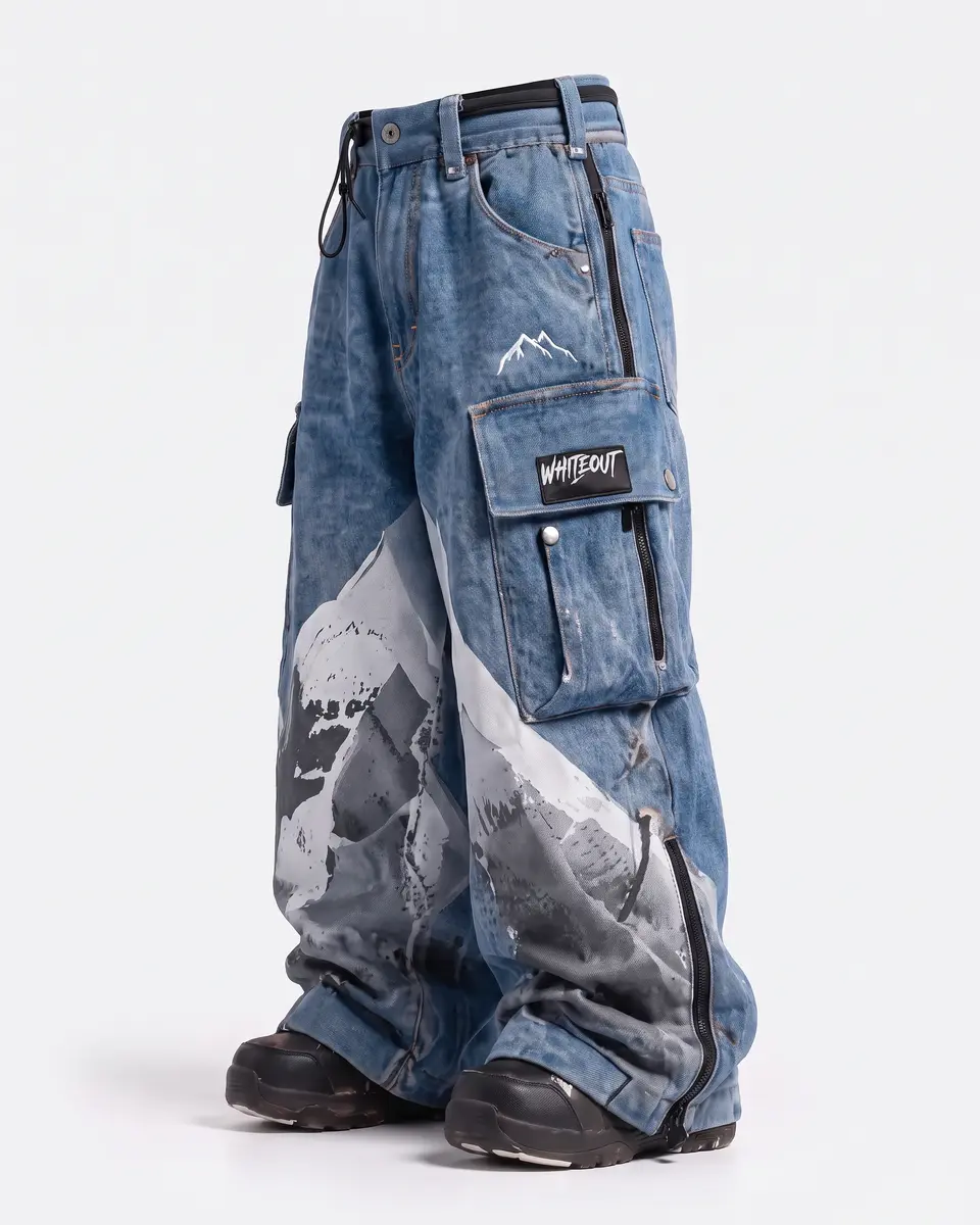 Denim Alpine Denim / Mountain Print: side studio view, concept render