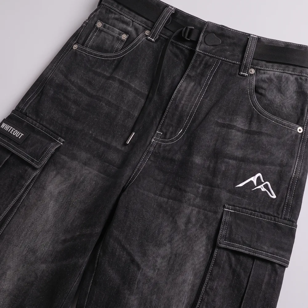 Denim Shadow Black Denim: fabric and construction close-up, concept render