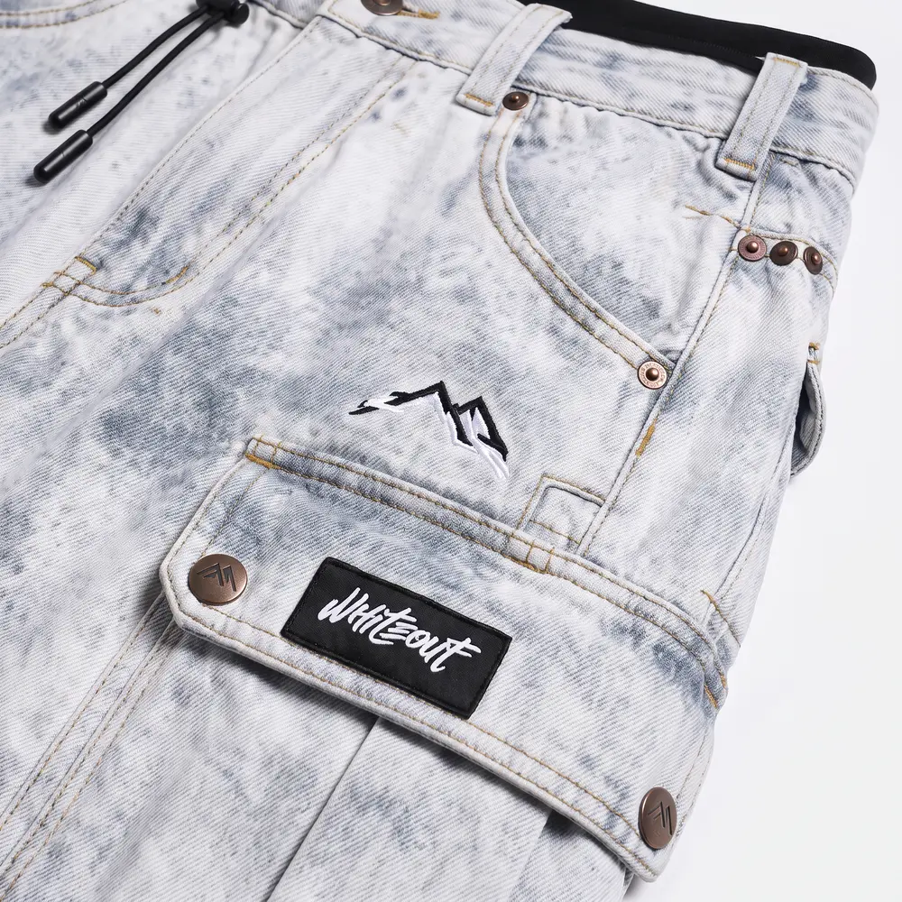 Denim Snow Wash Snow Wash: fabric and construction close-up, concept render