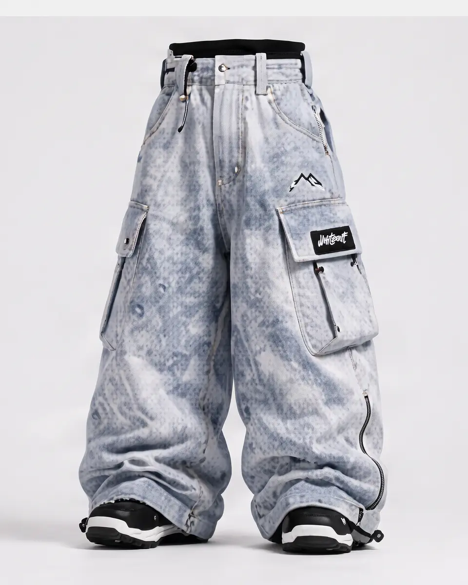 Denim Snow Wash snow pants in Snow Wash, front view concept render