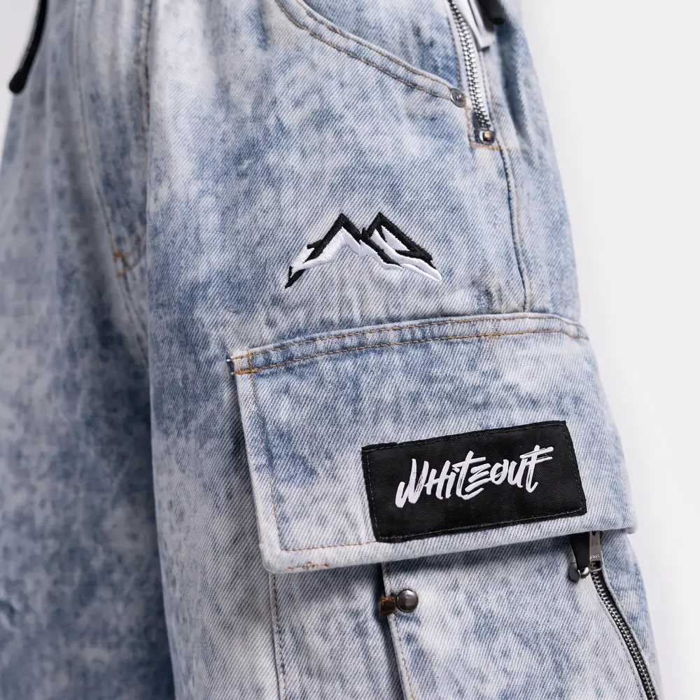Denim Snow Wash Snow Wash: logo and embroidery close-up, concept render