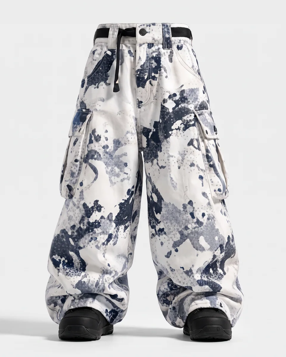 Frost snow pants in Camo, front view concept render