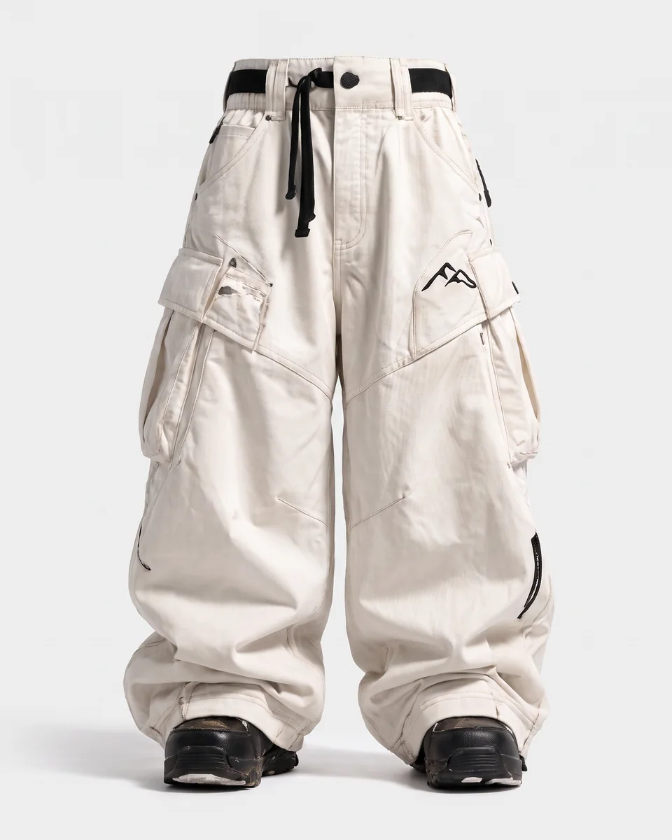 Glacier snow pants in Bone, front view concept render