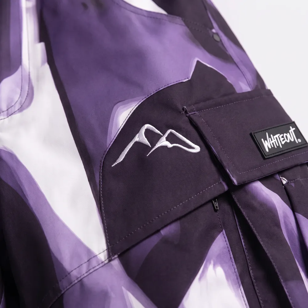 Purple Nova Violet / White: logo and embroidery close-up, concept render