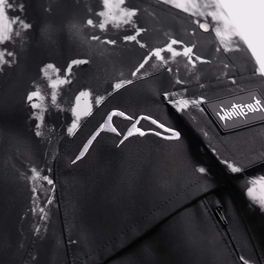 Summit Obsidian Black / Ink Wash: logo and embroidery close-up, concept render