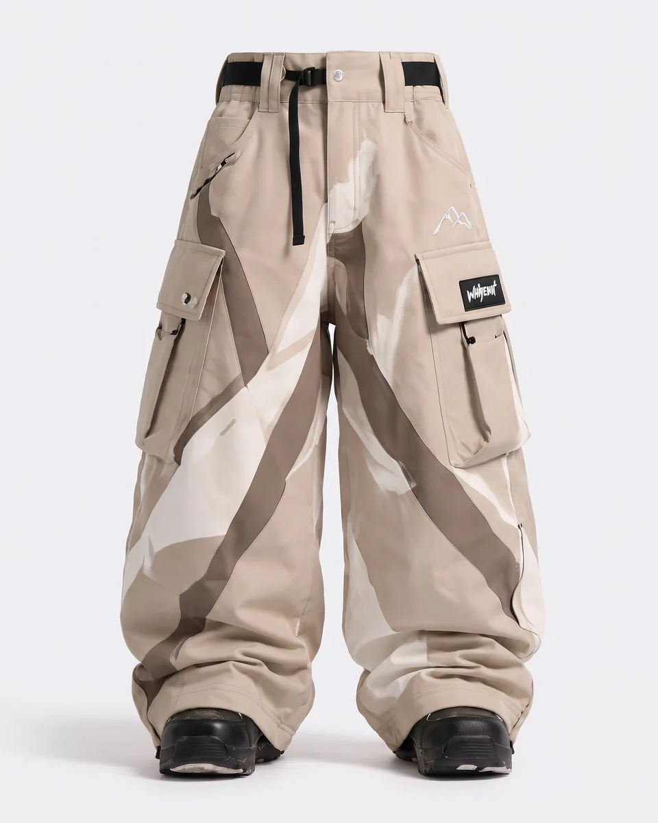 Tundra Dune snow pants in Sand / Cream, front view concept render